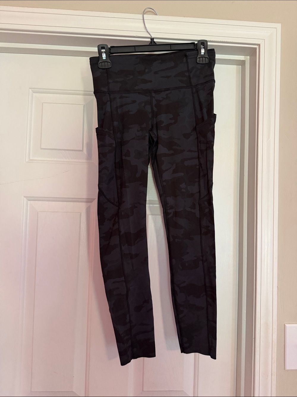 Lululemon High-Rise Black Camo Leggings with Side Pockets